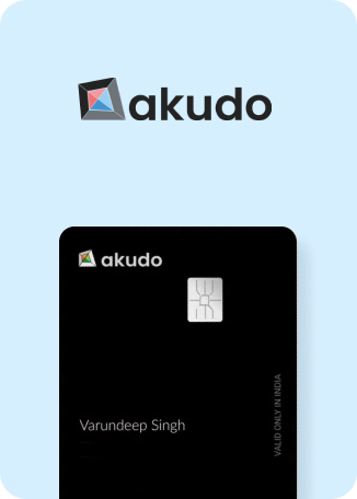 An image shows an Akudo card in a sleek black design.